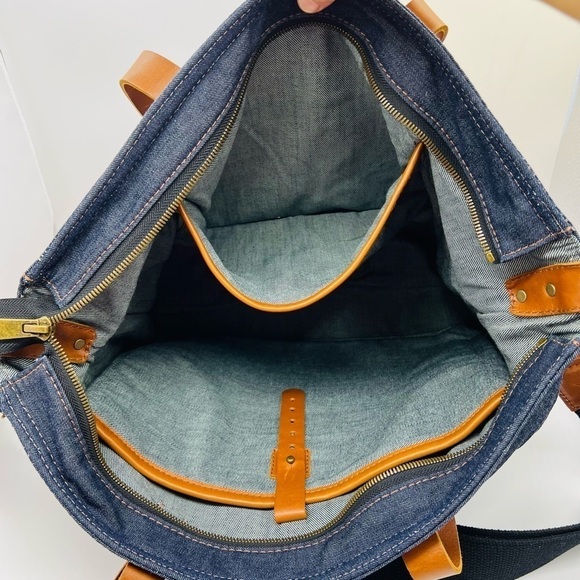 TRUE RELIGION UNISEX DENIM AND LEATHER TRAVEL BAG - Picture 14 of 15